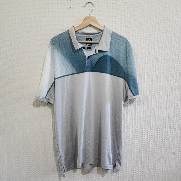 Oakley Men's Sand Block Polo Shirt Blue and Gray Size X-Large - Picture 12 of 13